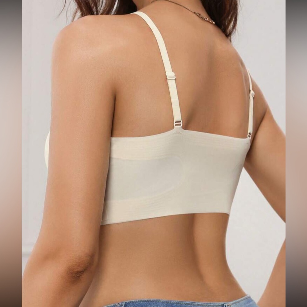 Women's Apricot Seamless Wireless Removable Padding Bralette - Picture 3 of 5